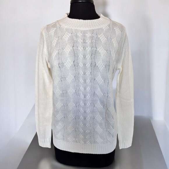 Pull Over Cream Knit Long Sleeve Sweater - Picture 1 of 6